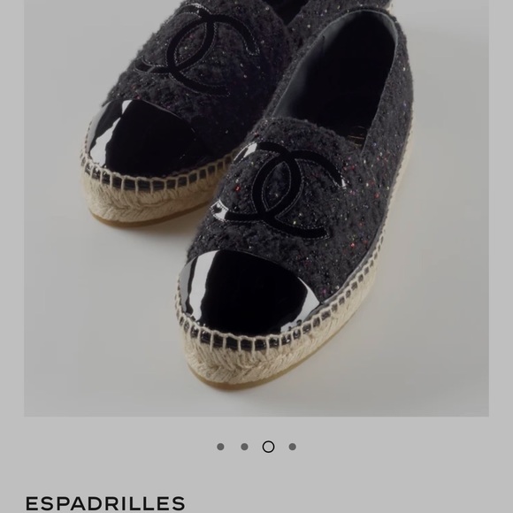 Authentic Chanel Espadrilles Metallic tweed and Patent Leather - Picture 8 of 9